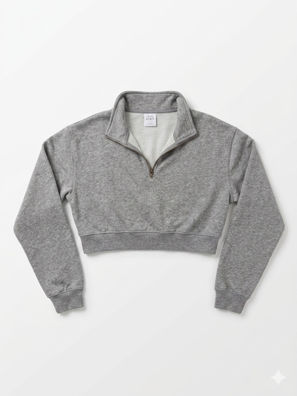 Aritzia Heather Gray Cropped Quarter Zip Pullover